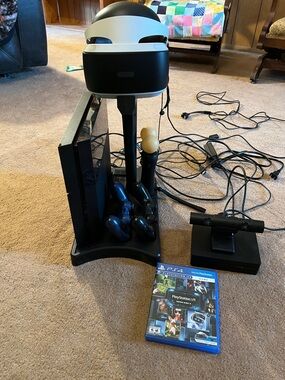 Sony PlayStation VR Bundle with Black Headset and Blue Controllers